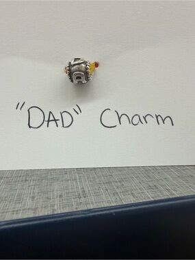 Pandora Retired Dad 14K Gold Blue CZ Family Charm 790586CZB Sterling Silver